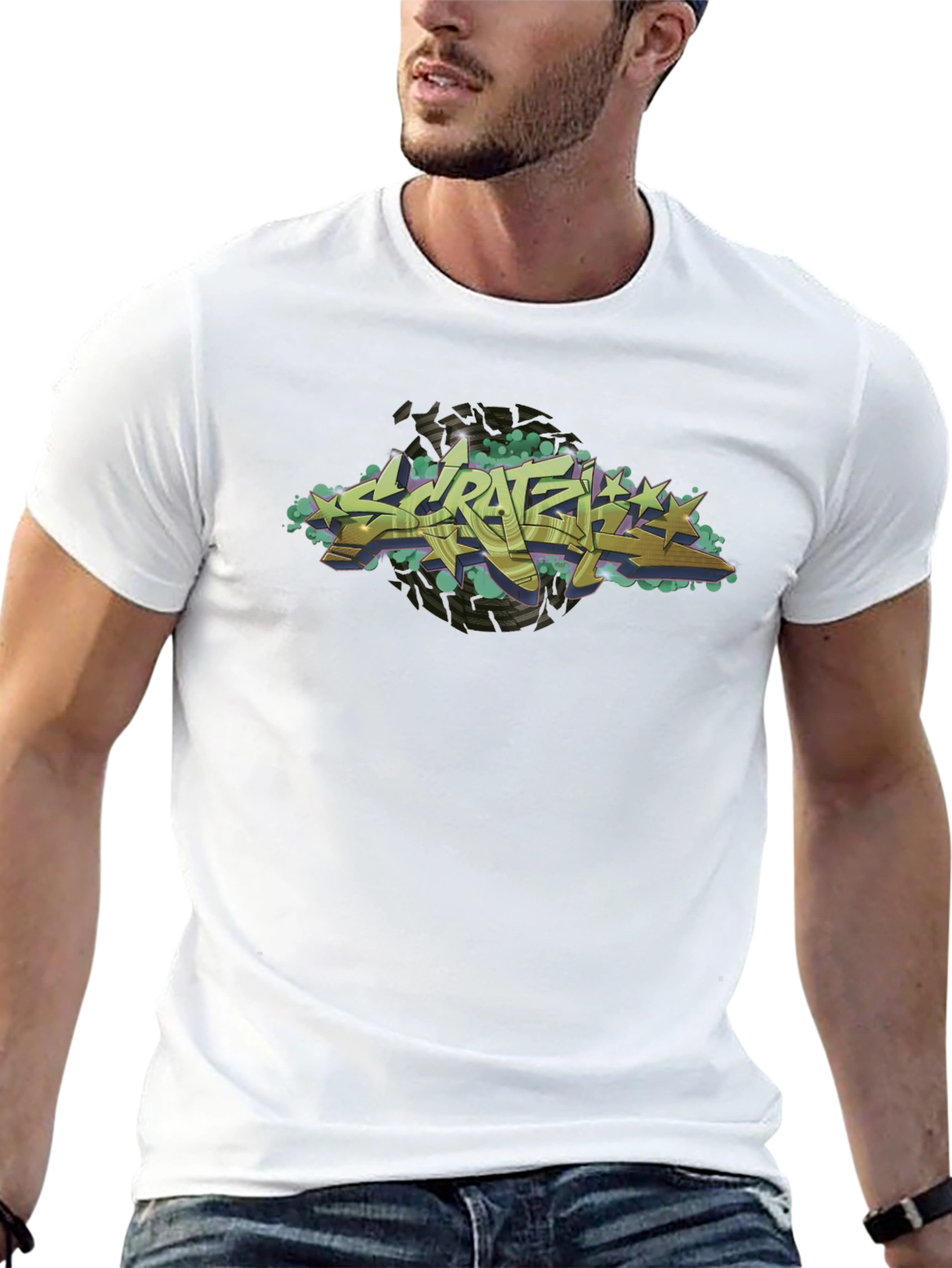 Urban Graffiti Style Black Graphic T-Shirt