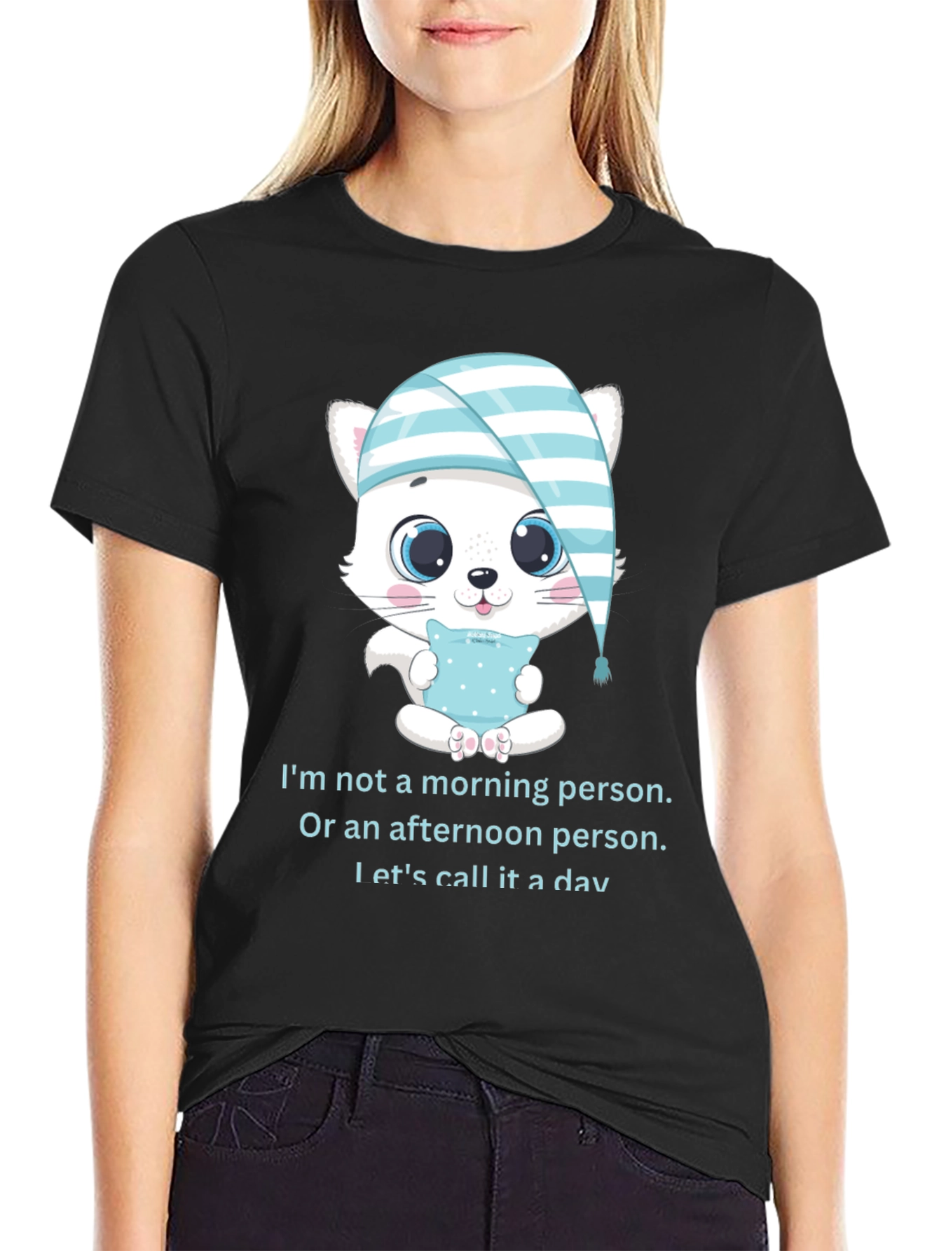 Funny Sleepy Kitten T-Shirt: Not a Morning Person