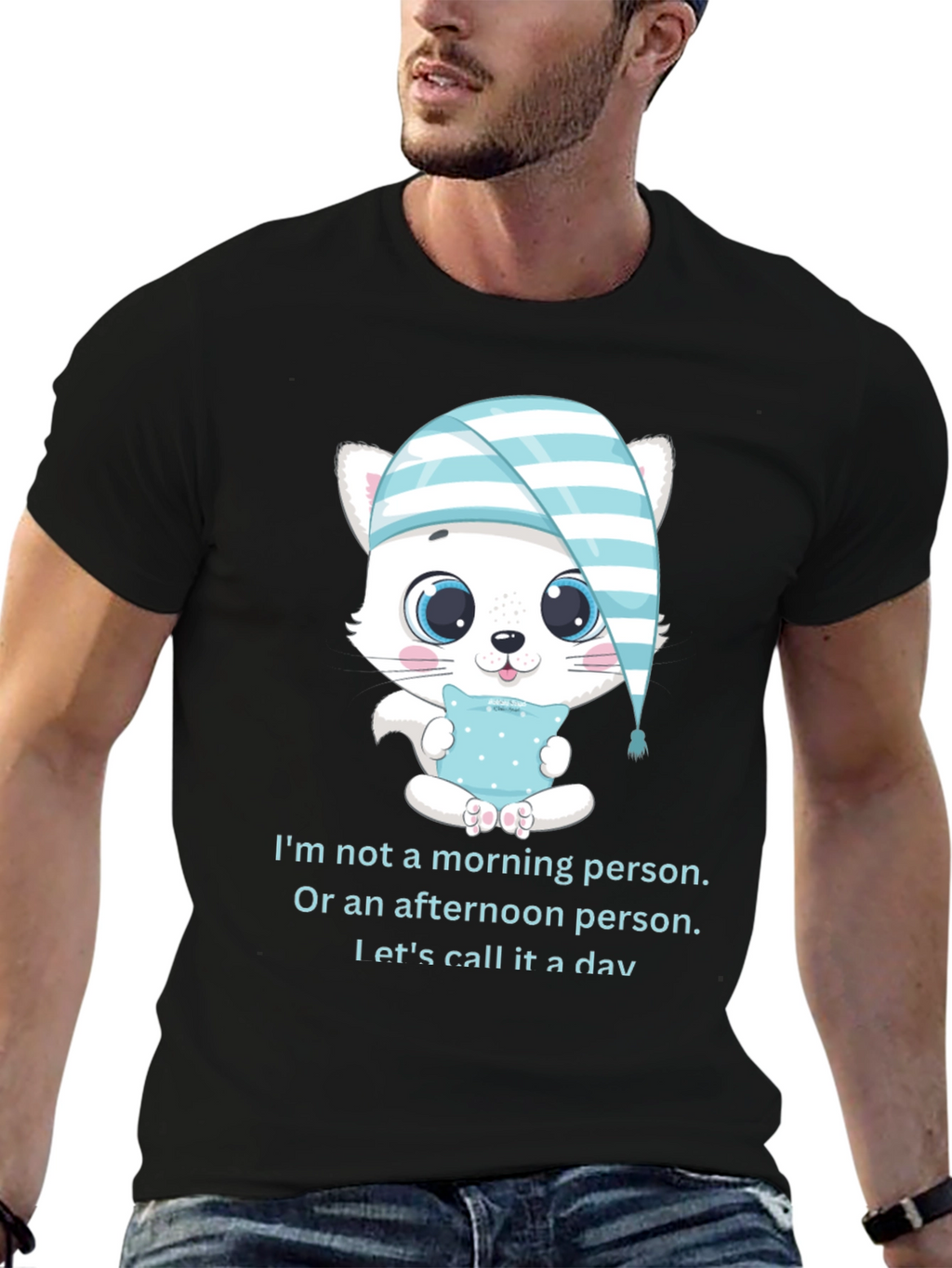 Funny Sleepy Kitten T-Shirt: Not a Morning Person