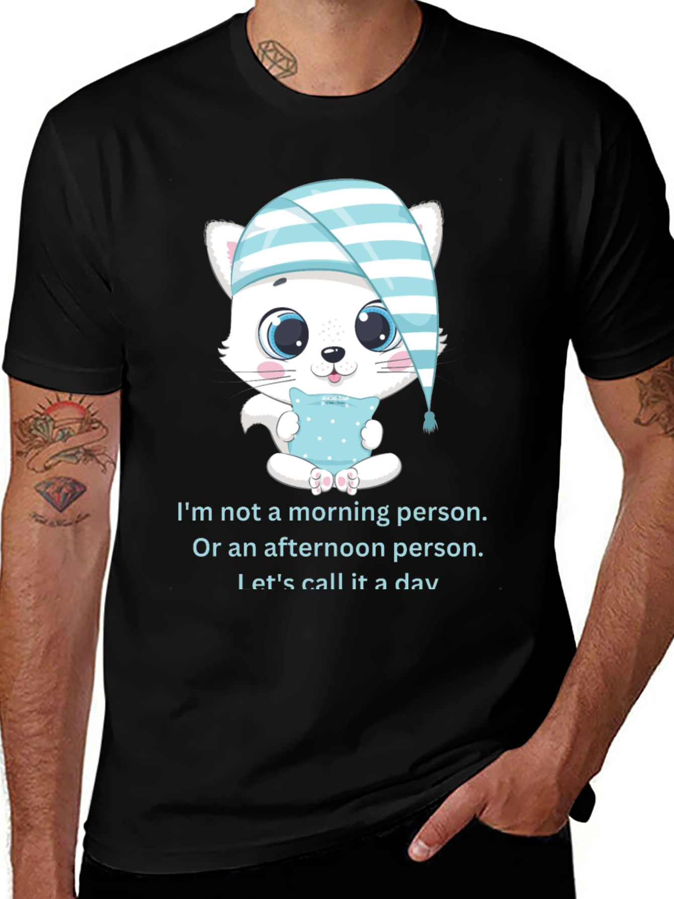Funny Sleepy Kitten T-Shirt: Not a Morning Person