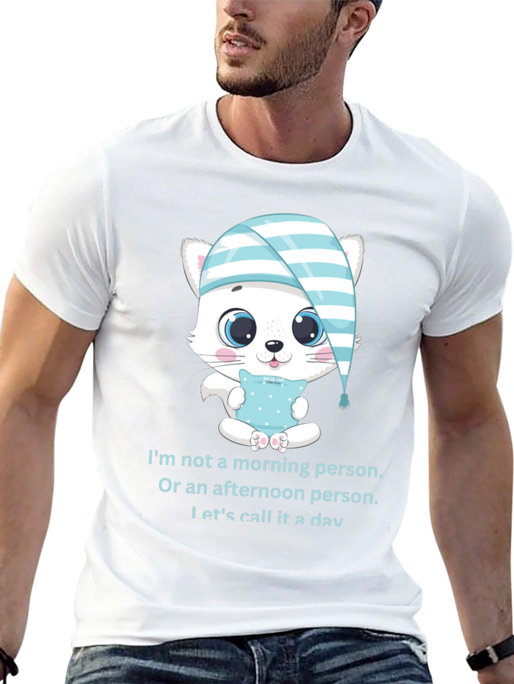 Funny Sleepy Kitten T-Shirt: Not a Morning Person