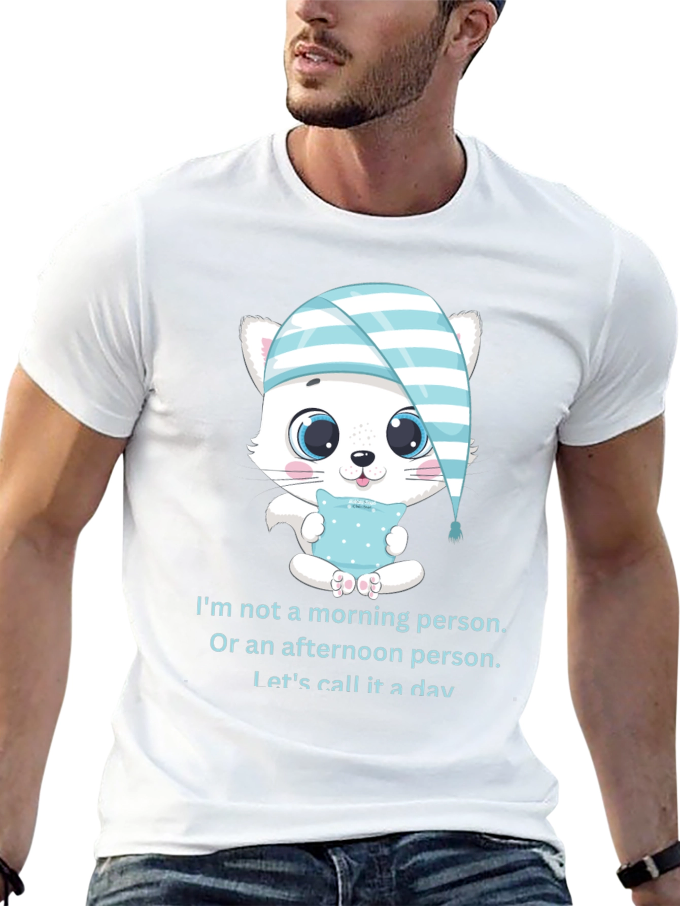 Funny Sleepy Kitten T-Shirt: Not a Morning Person