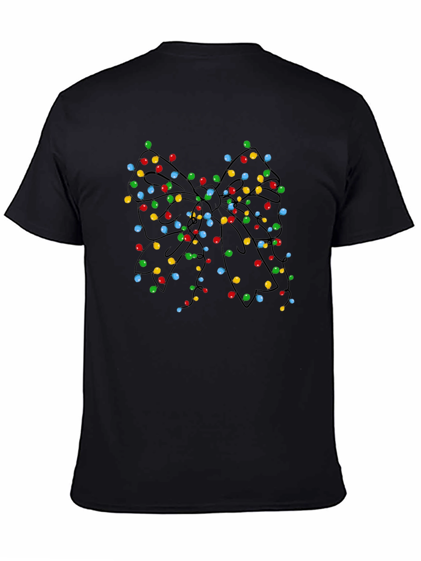 Christmas Lights Bow Black T-Shirt