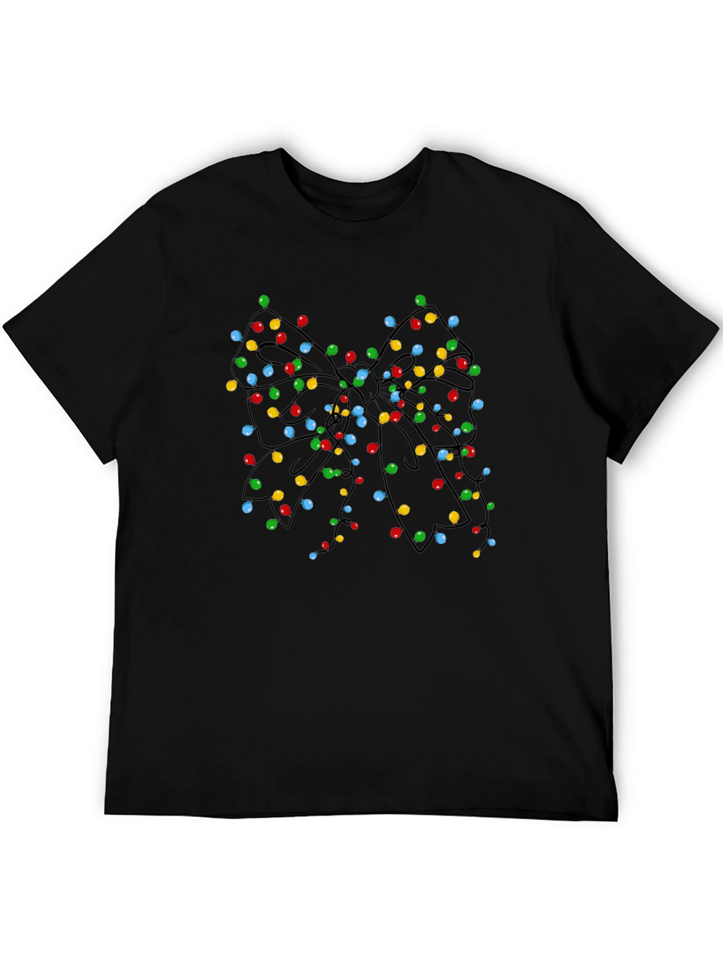 Christmas Lights Bow Black T-Shirt