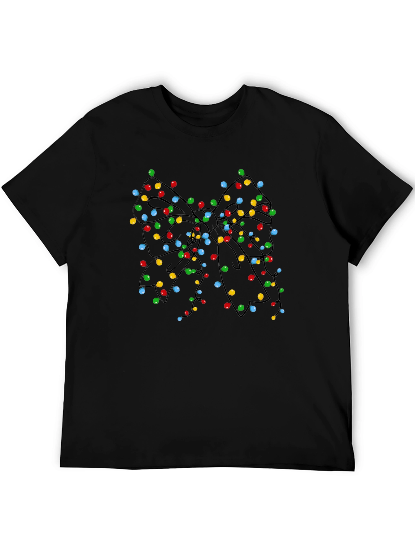 Christmas Lights Bow Black T-Shirt