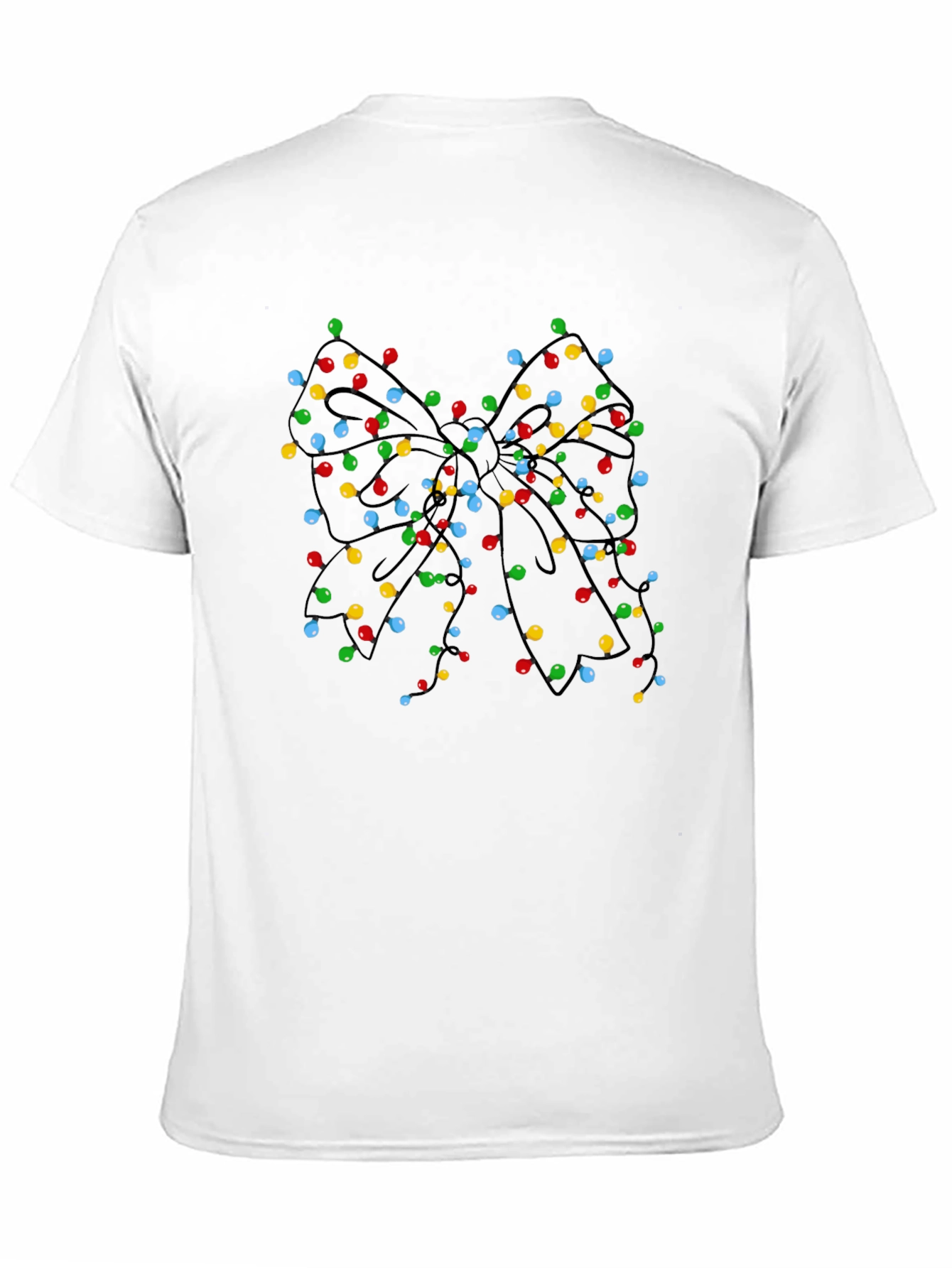 Christmas Lights Bow Black T-Shirt