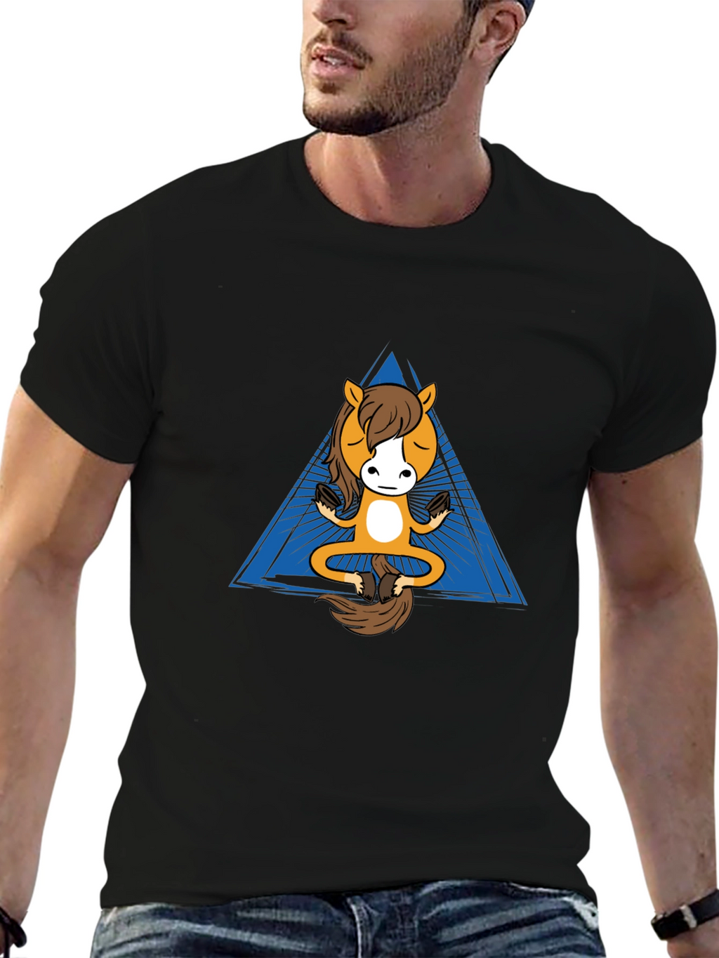 Meditating Horse Graphic Tee - Zen Equine T-Shirt
