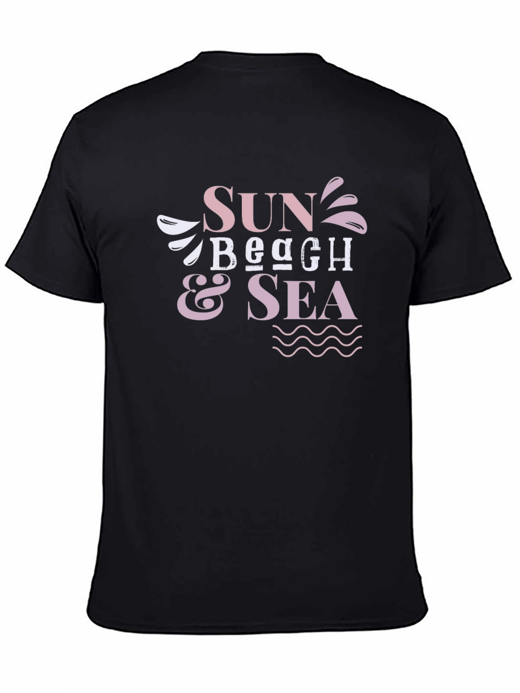 Sun Beach Sea Black Graphic T-Shirt