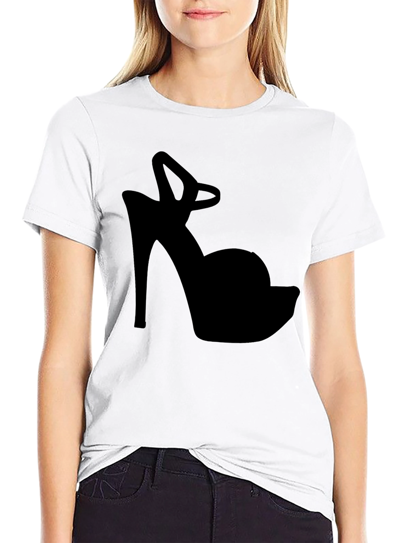 High Heel Silhouette Tee - Fashionable Graphic Print