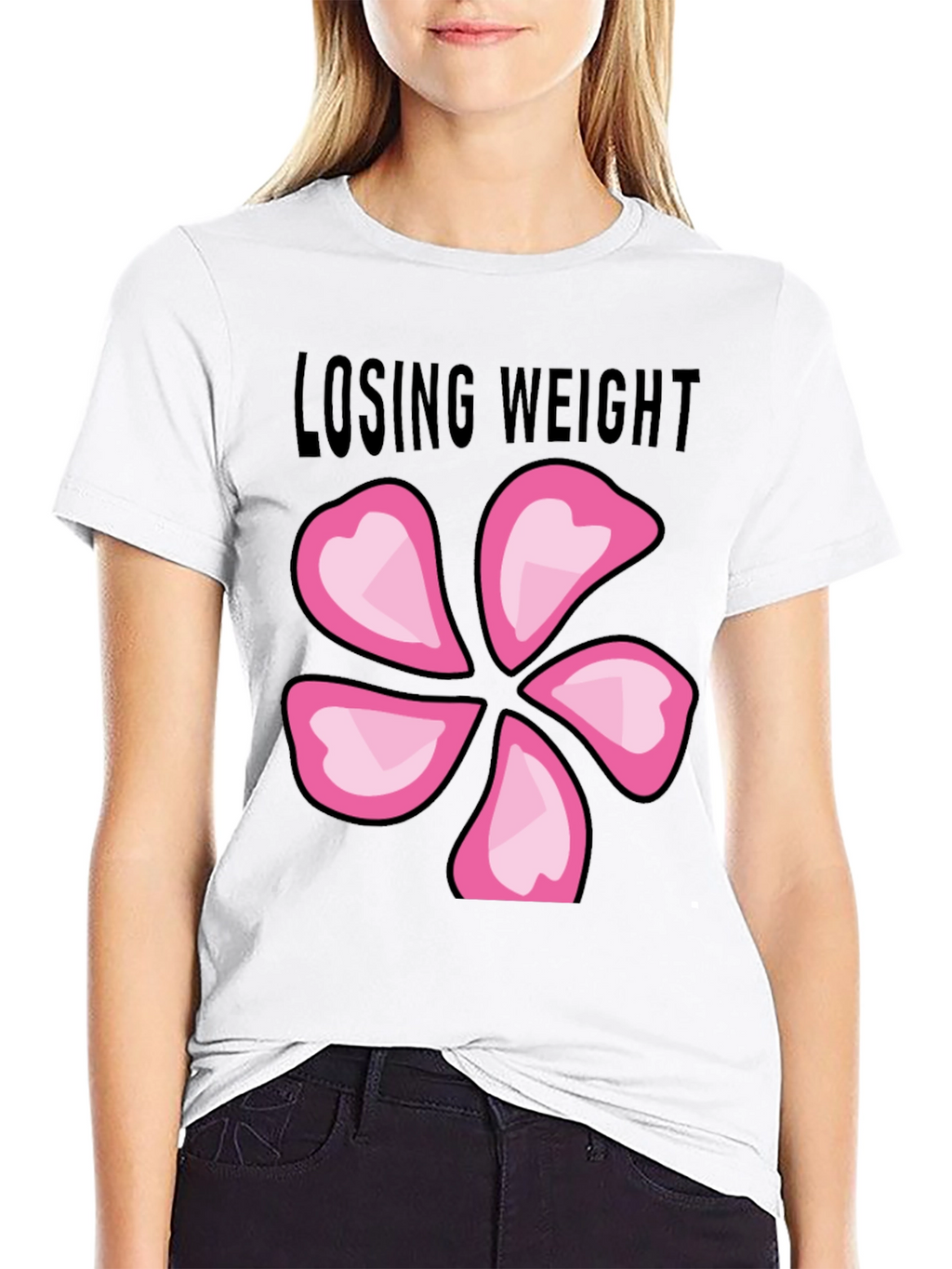 Losing Weight Flower T-Shirt - Black