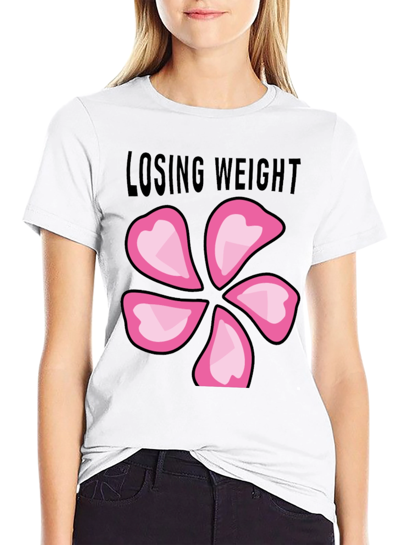 Losing Weight Flower T-Shirt - Black