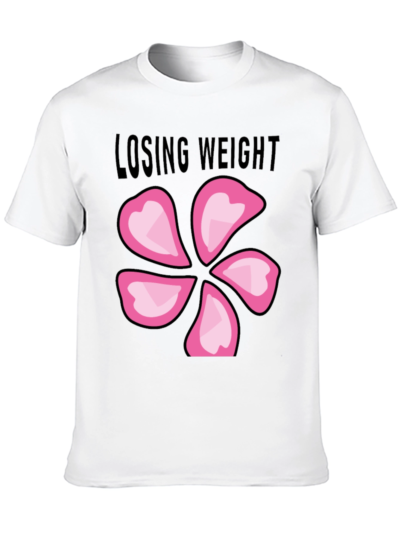 Losing Weight Flower T-Shirt - Black