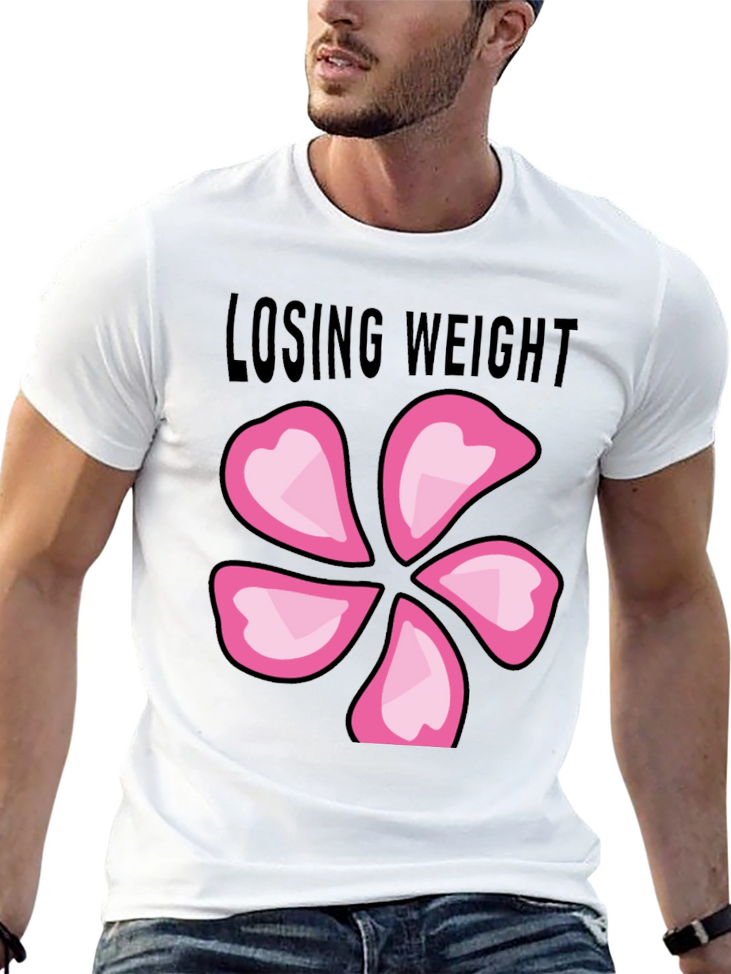 Losing Weight Flower T-Shirt - Black