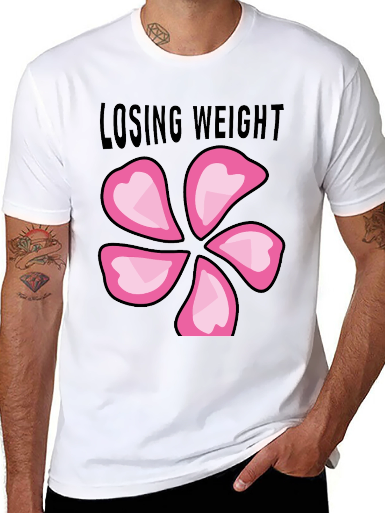 Losing Weight Flower T-Shirt - Black