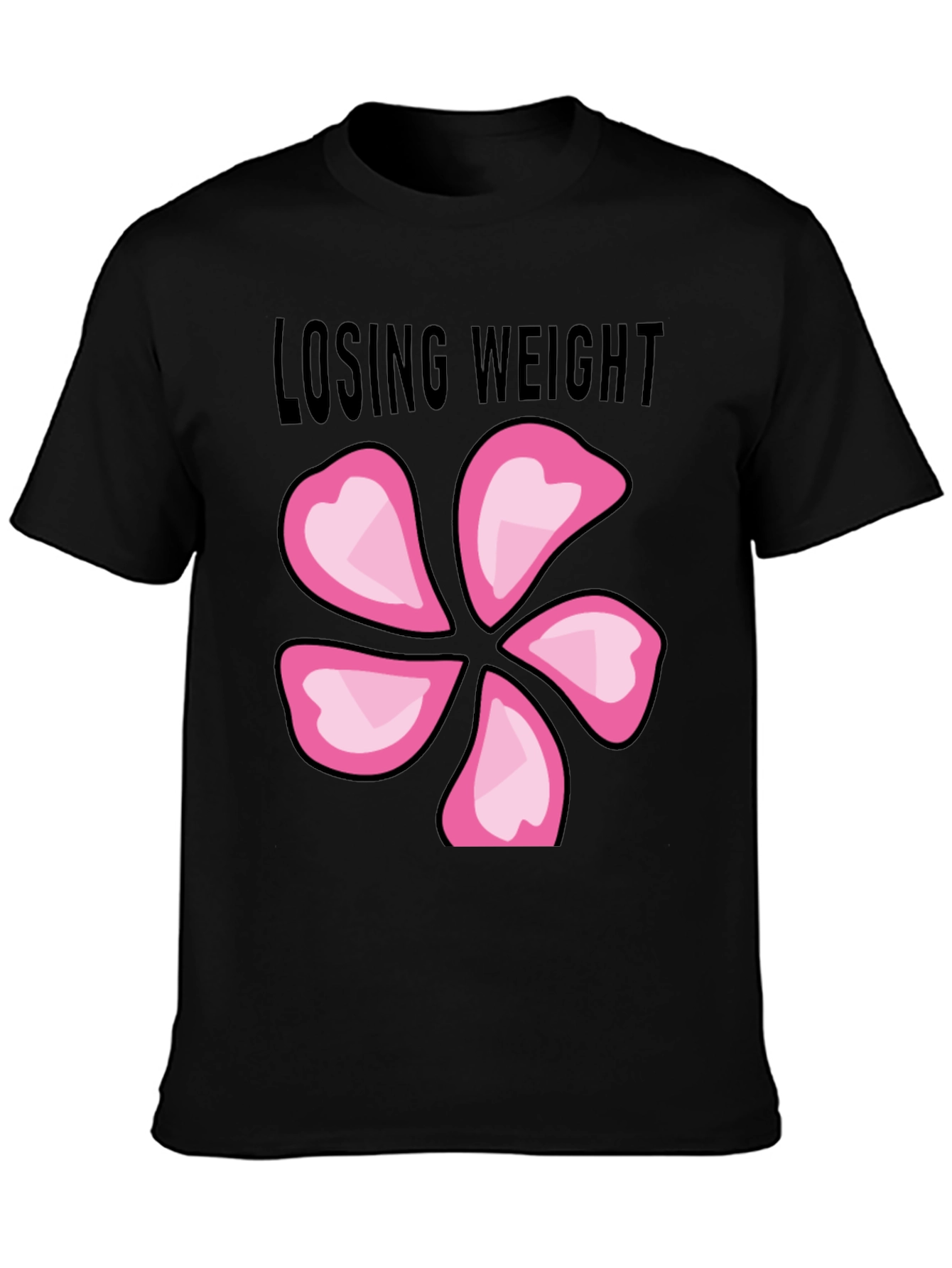 Losing Weight Flower T-Shirt - Black