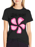 Losing Weight Flower T-Shirt - Black