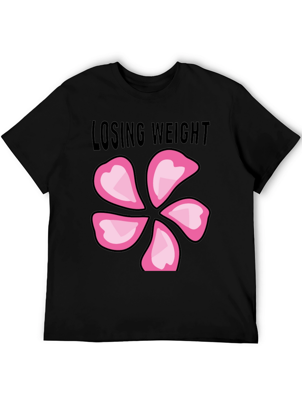 Losing Weight Flower T-Shirt - Black