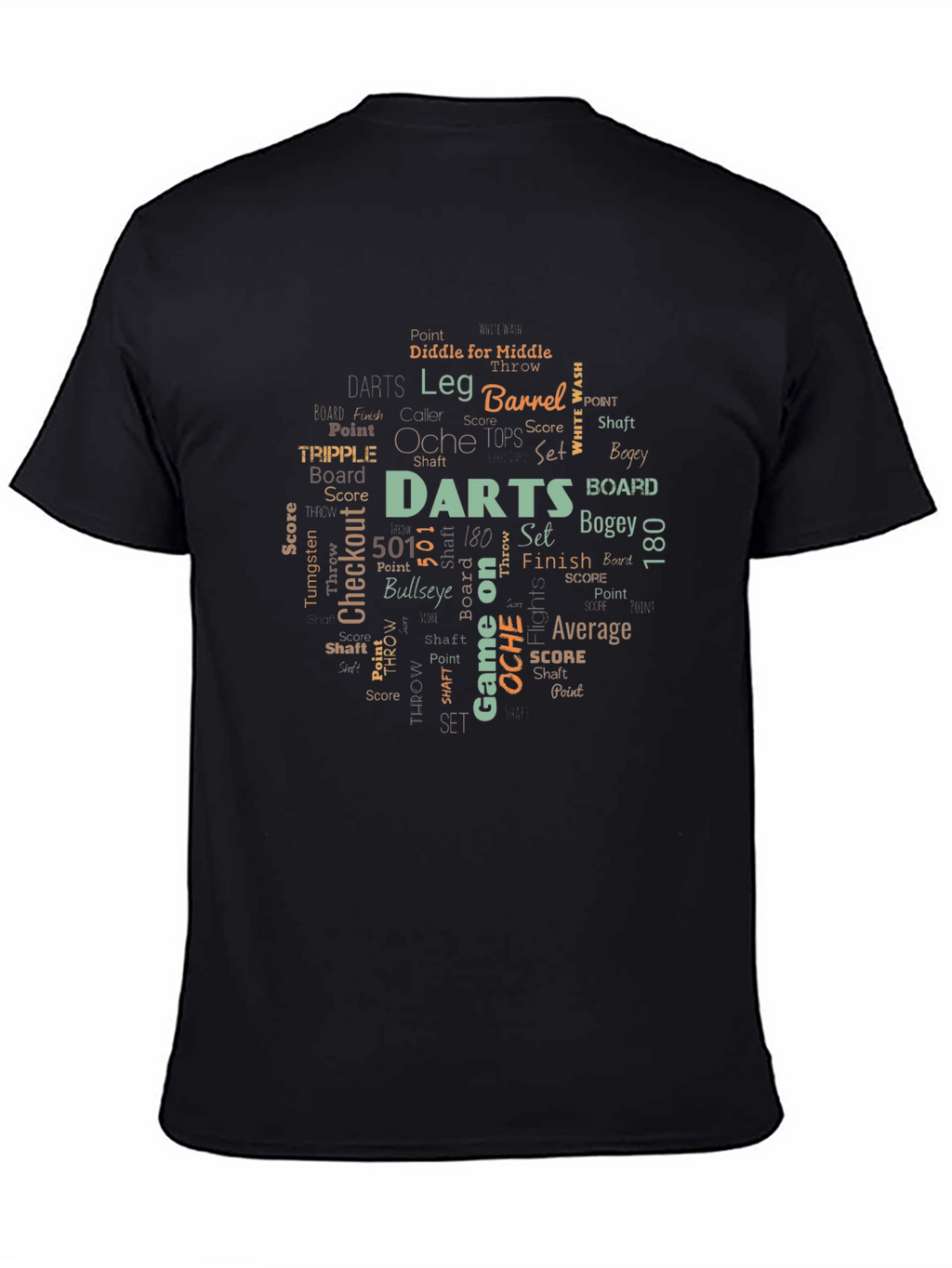 Darts Word Art Black T-Shirt