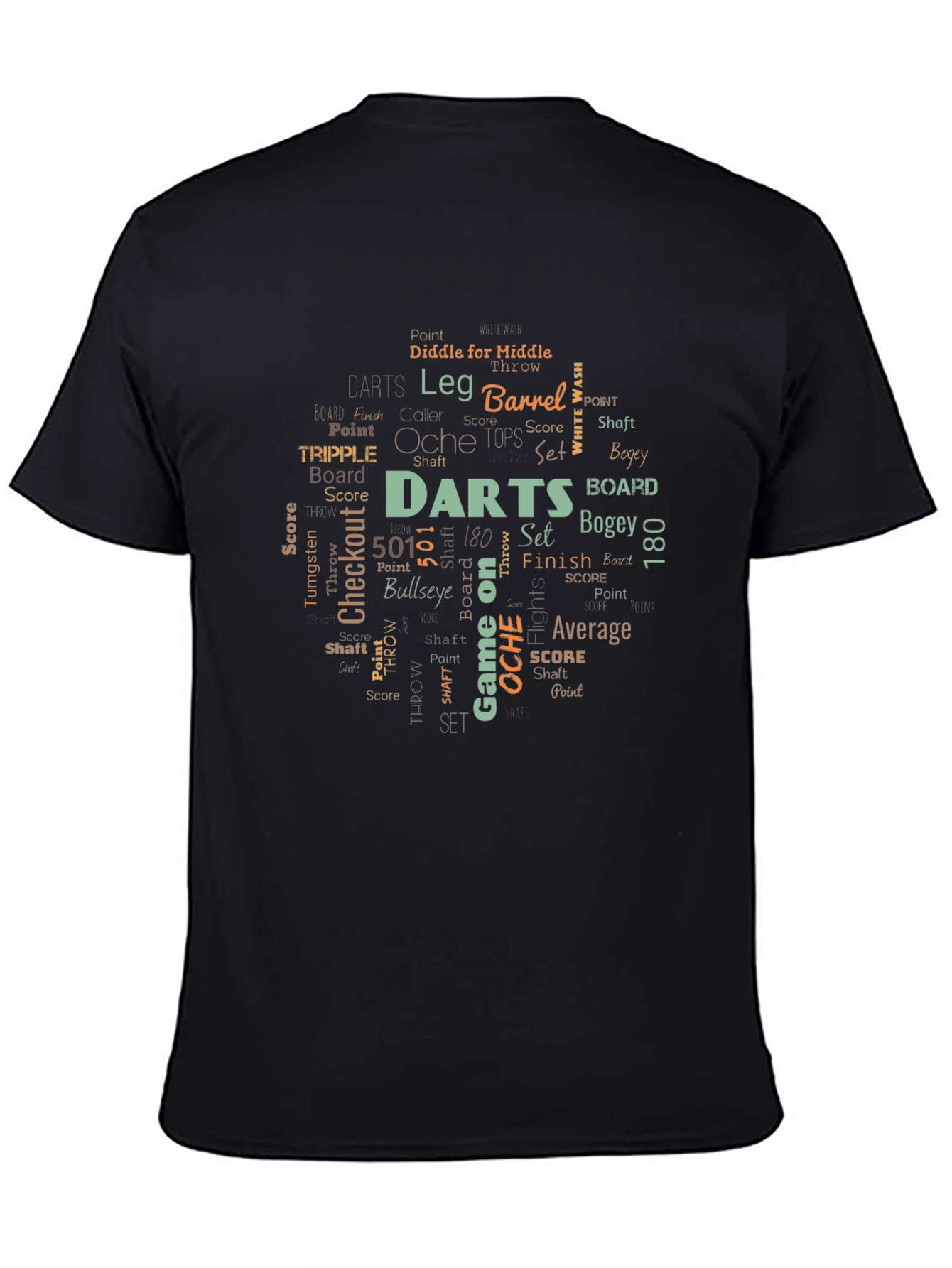 Darts Word Art Black T-Shirt