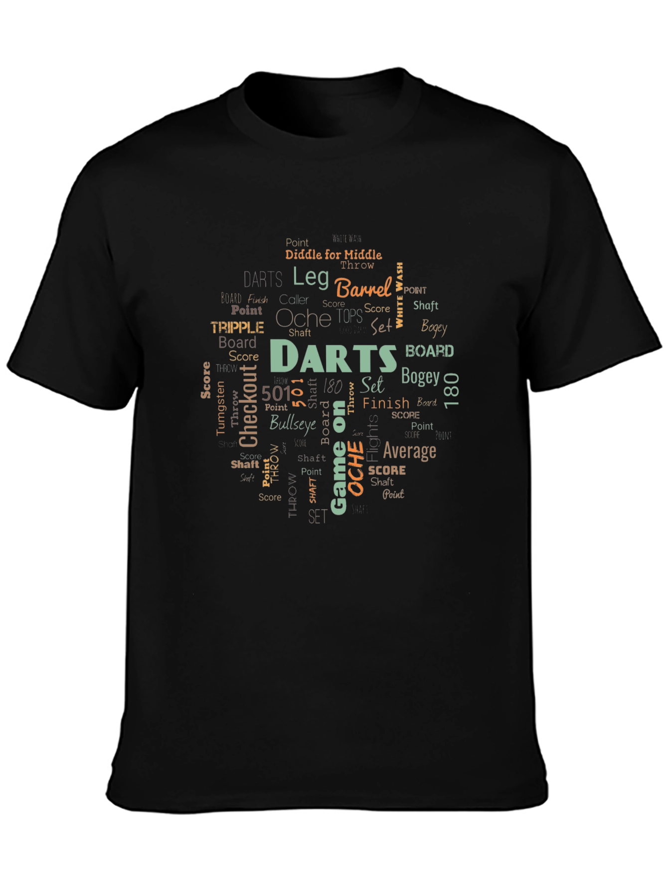 Darts Word Art Black T-Shirt