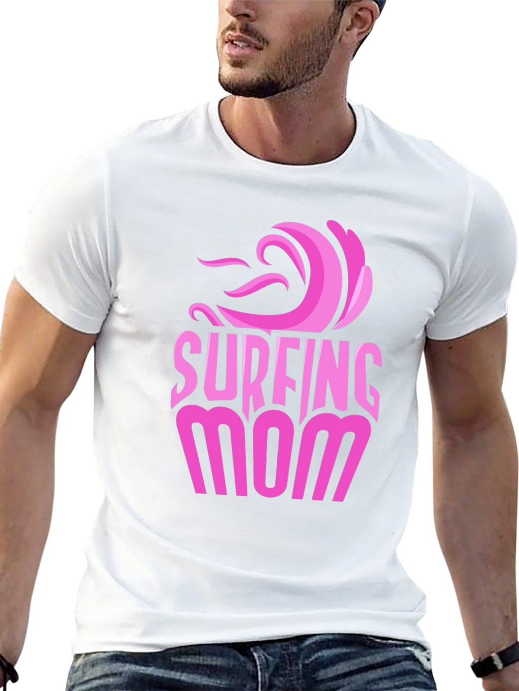 Surfing Mom Graphic Tee - Black Unisex T-Shirt