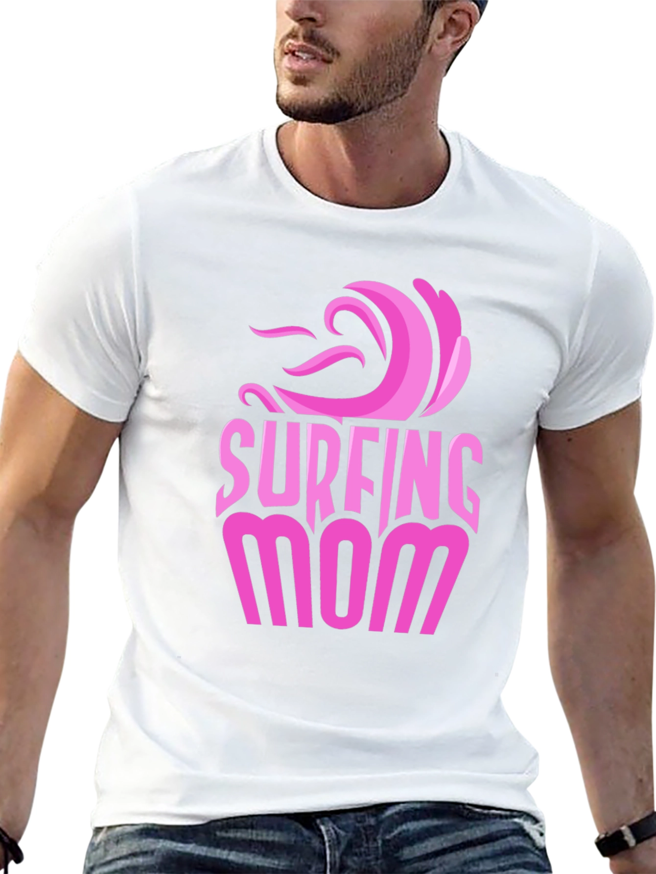 Surfing Mom Graphic Tee - Black Unisex T-Shirt