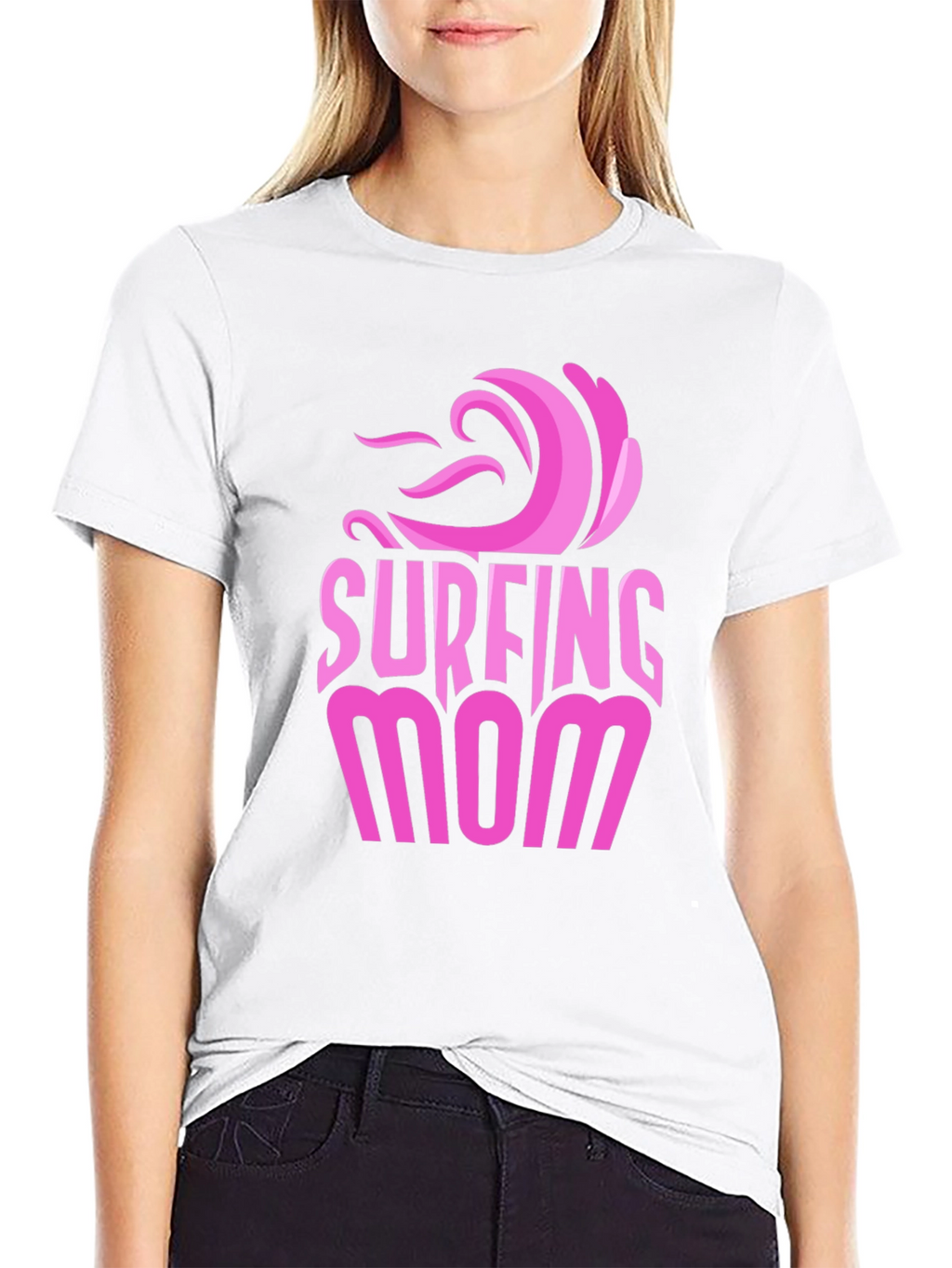 Surfing Mom Graphic Tee - Black Unisex T-Shirt