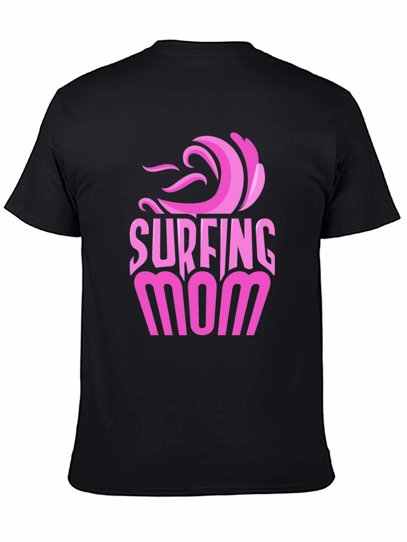 Surfing Mom Graphic Tee - Black Unisex T-Shirt