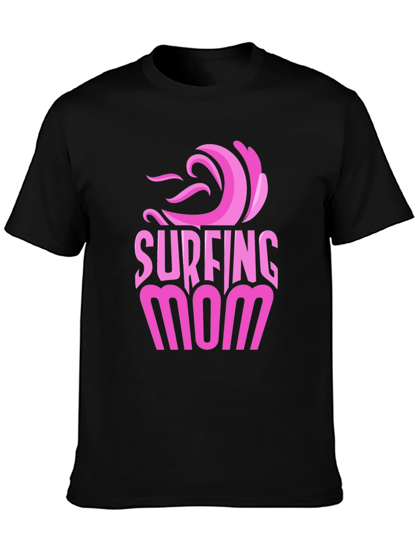 Surfing Mom Graphic Tee - Black Unisex T-Shirt