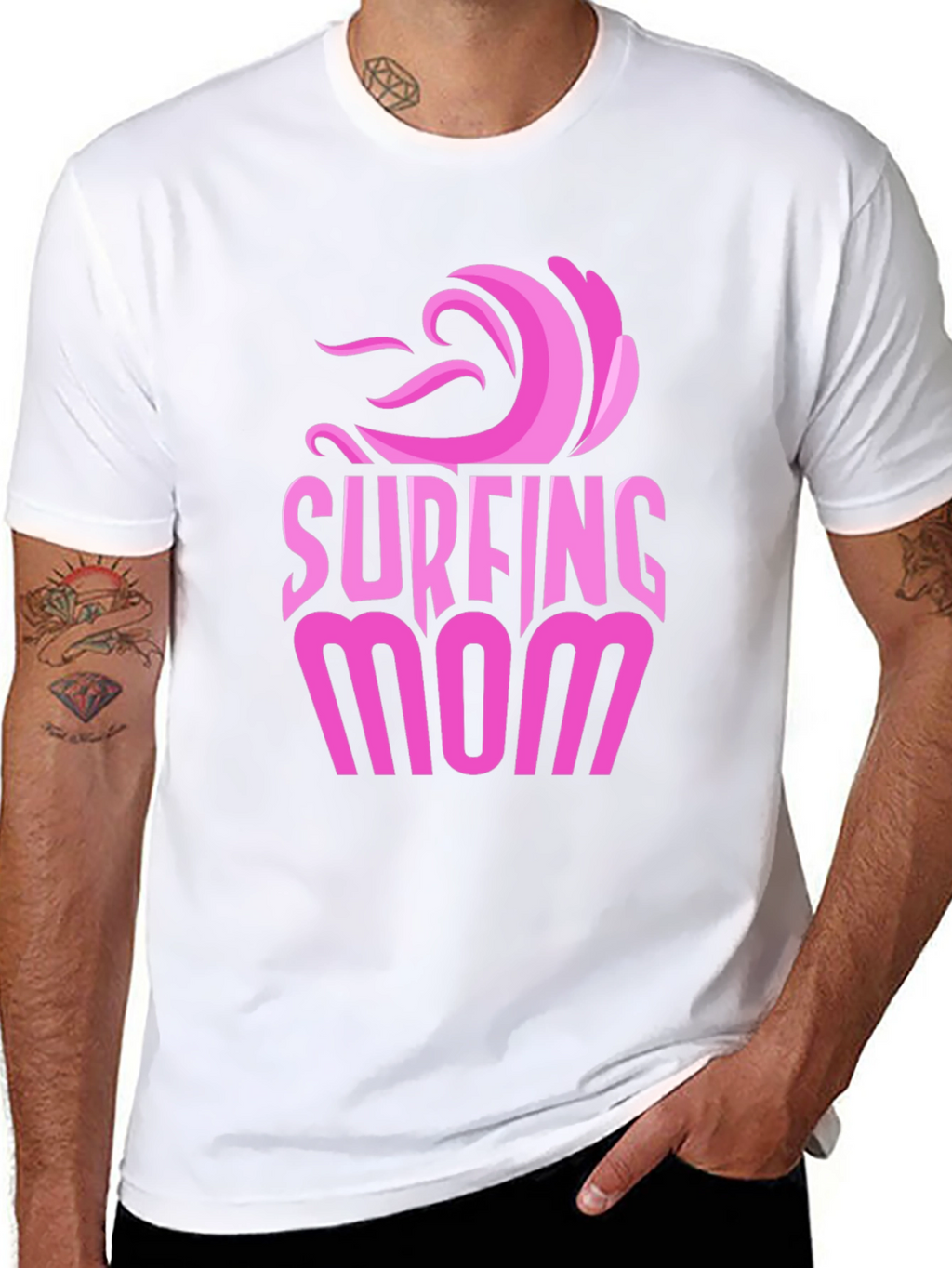 Surfing Mom Graphic Tee - Black Unisex T-Shirt