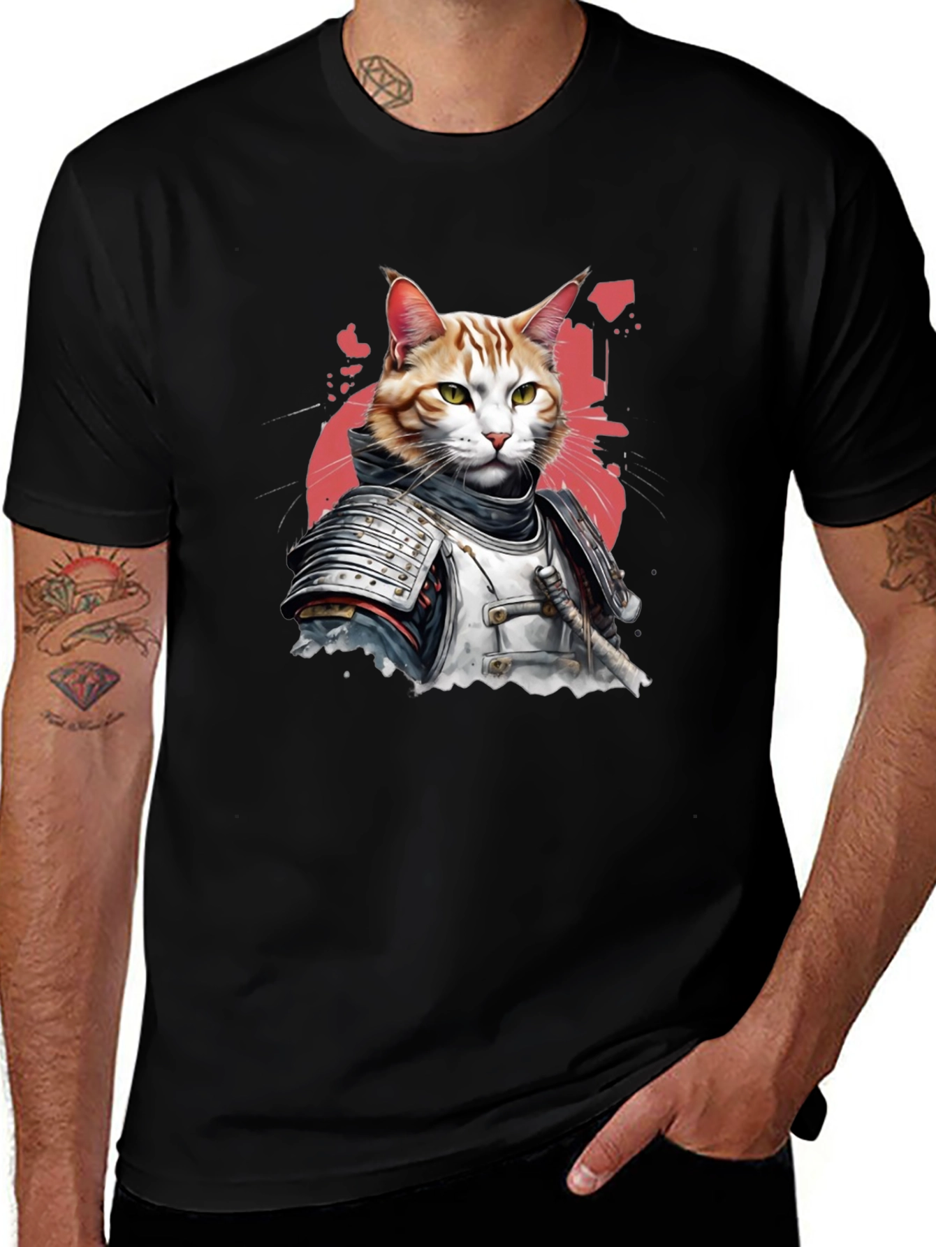 Samurai Cat T-Shirt - Warrior Feline Tee