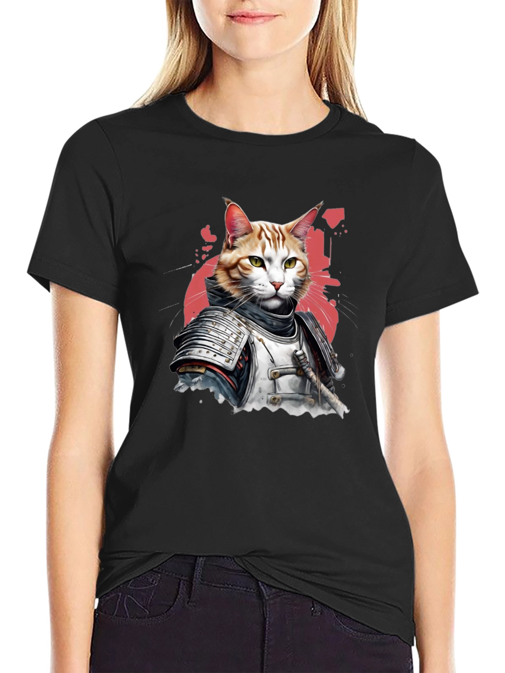 Samurai Cat T-Shirt - Warrior Feline Tee