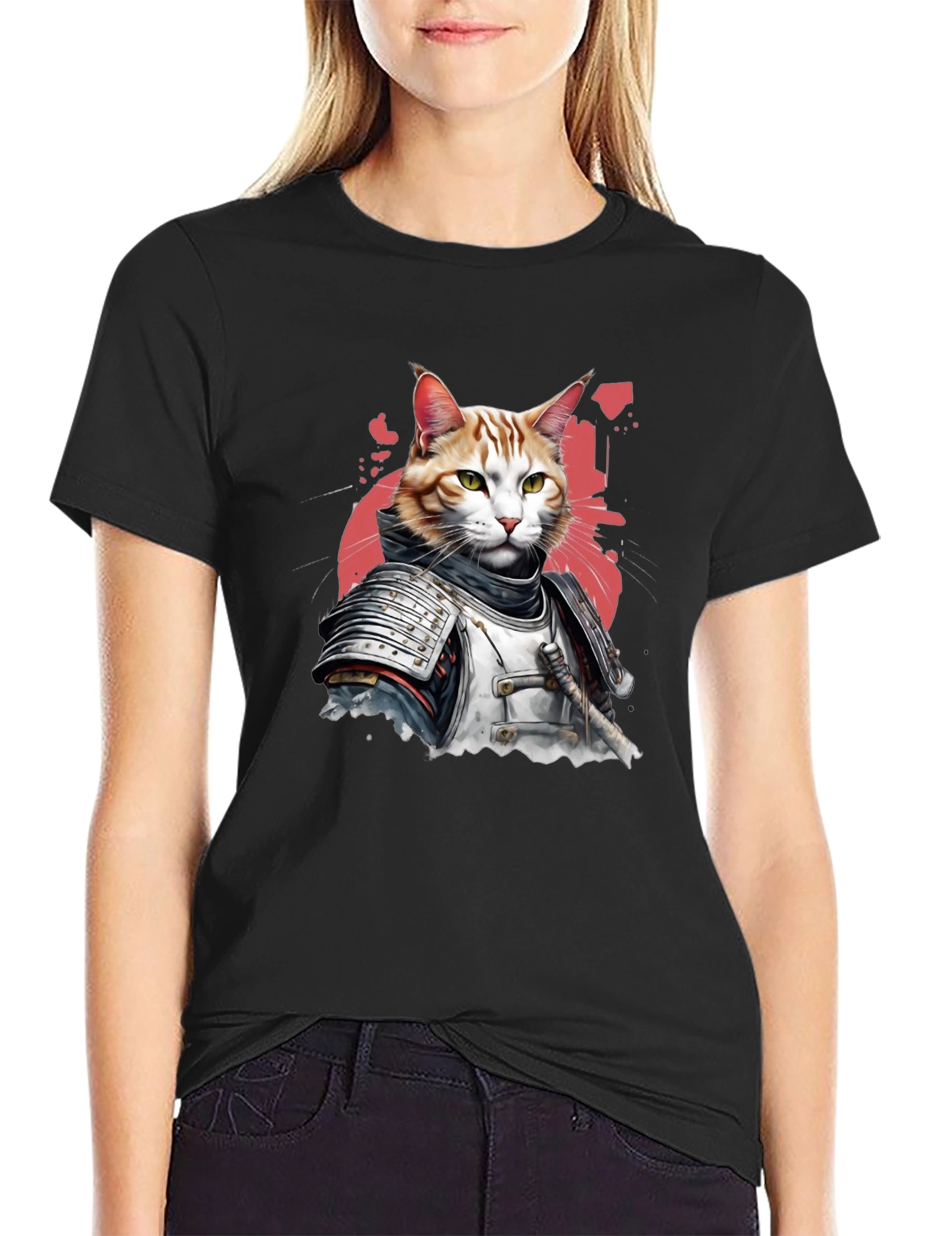 Samurai Cat T-Shirt - Warrior Feline Tee