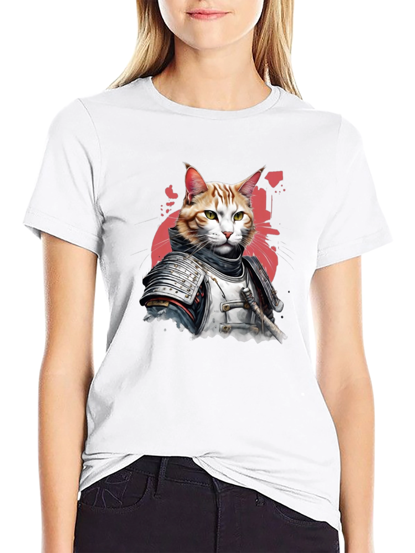 Samurai Cat T-Shirt - Warrior Feline Tee