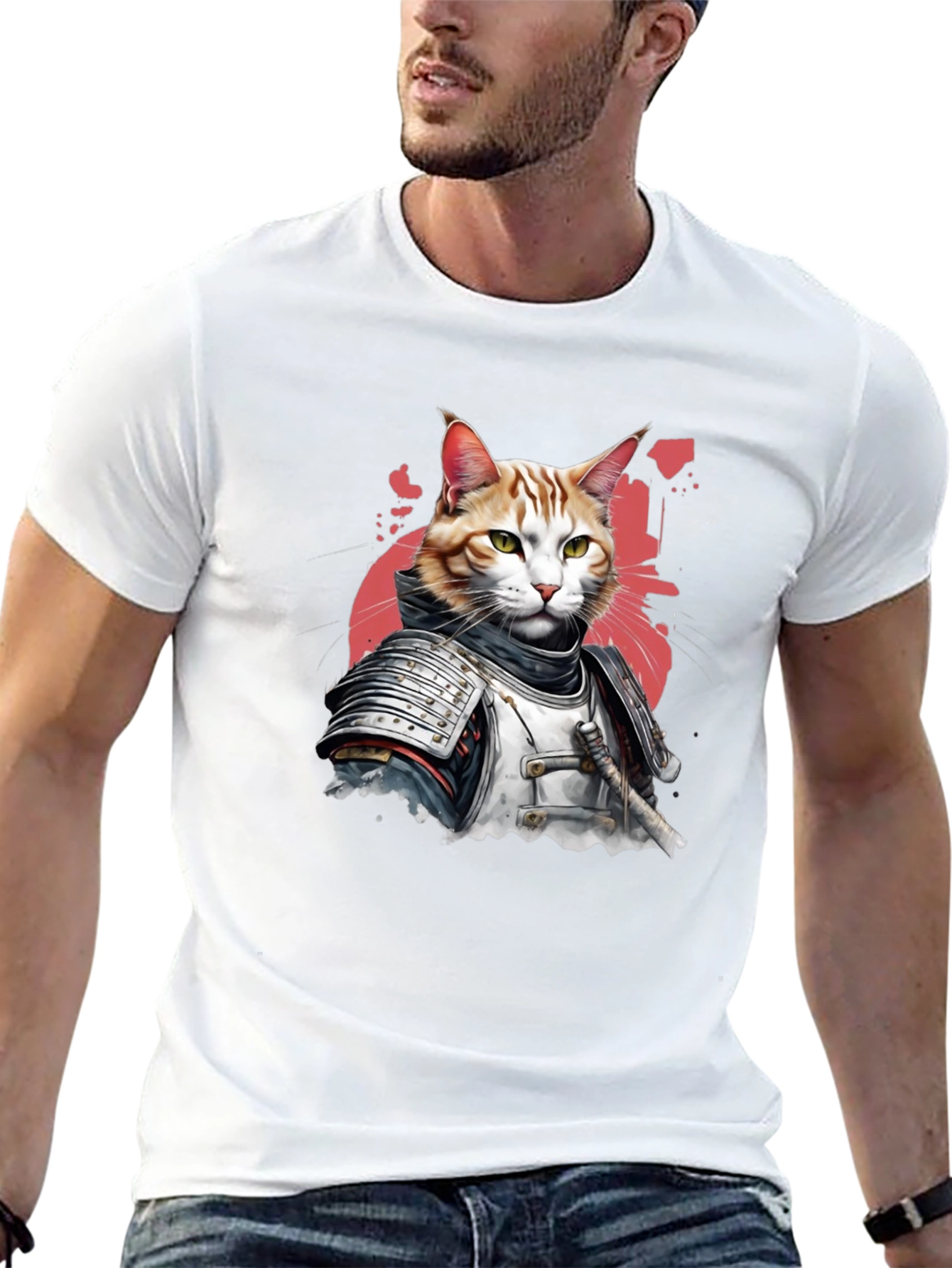 Samurai Cat T-Shirt - Warrior Feline Tee