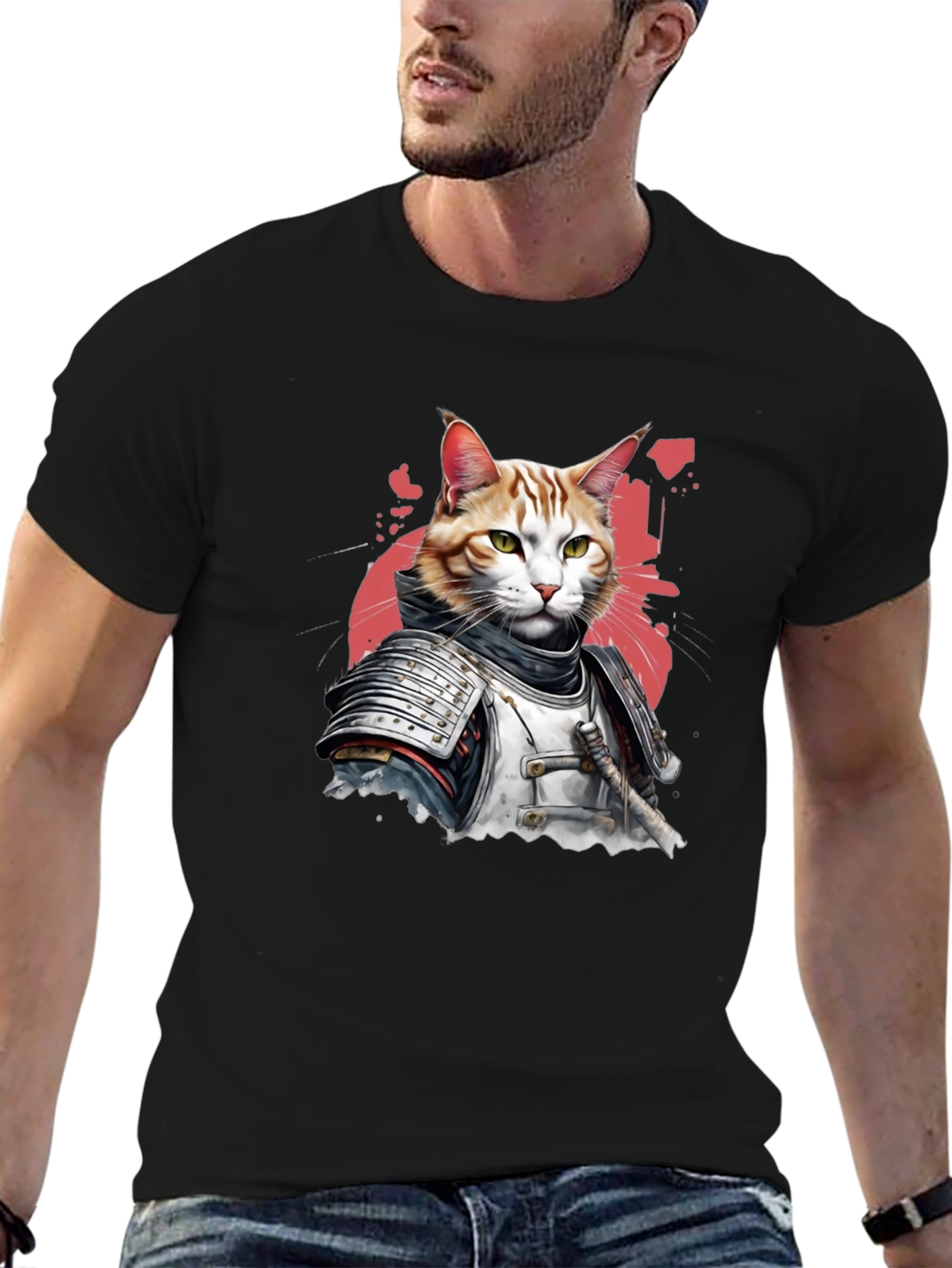 Samurai Cat T-Shirt - Warrior Feline Tee