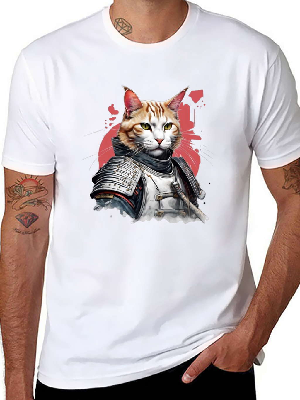 Samurai Cat T-Shirt - Warrior Feline Tee