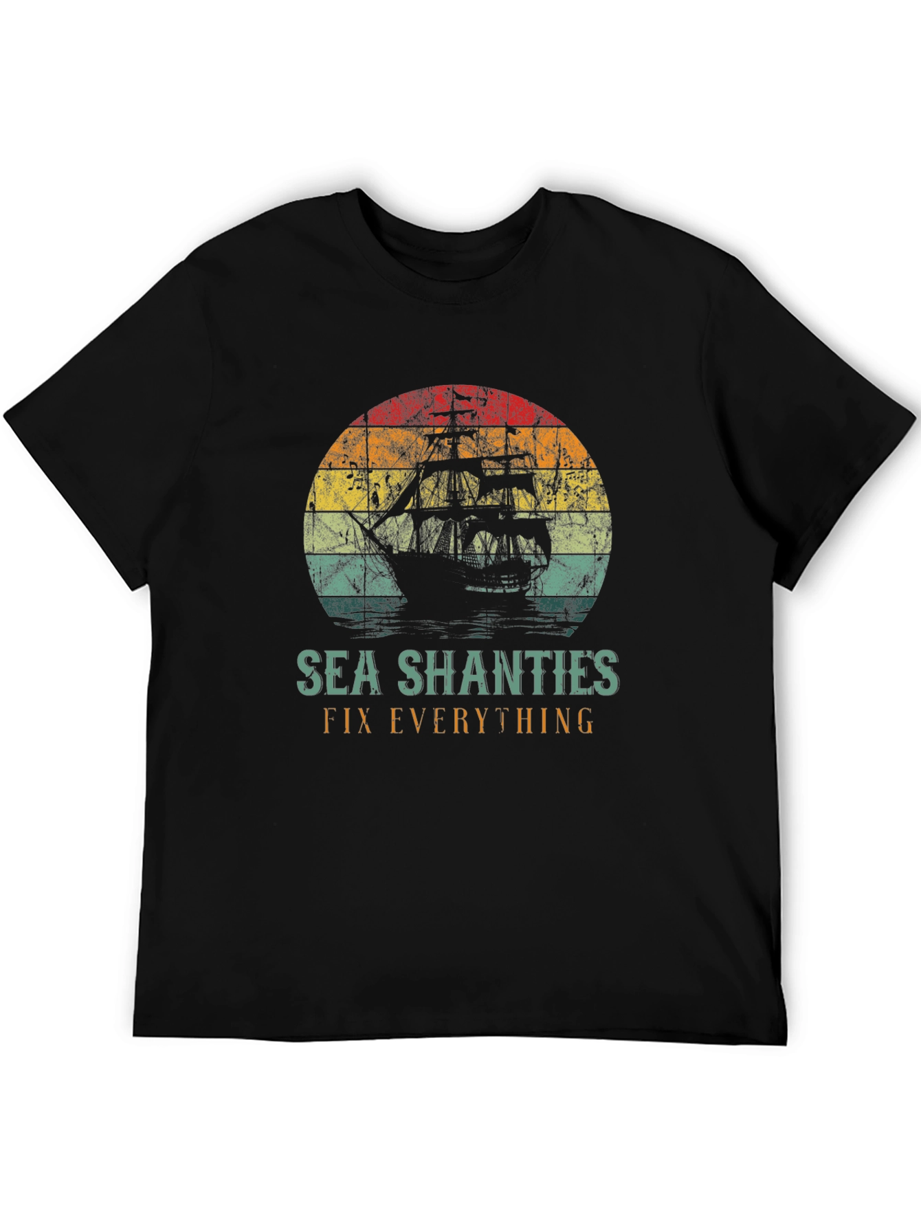 Sea Shanties T-Shirt - Fix Everything - Retro Ship Design
