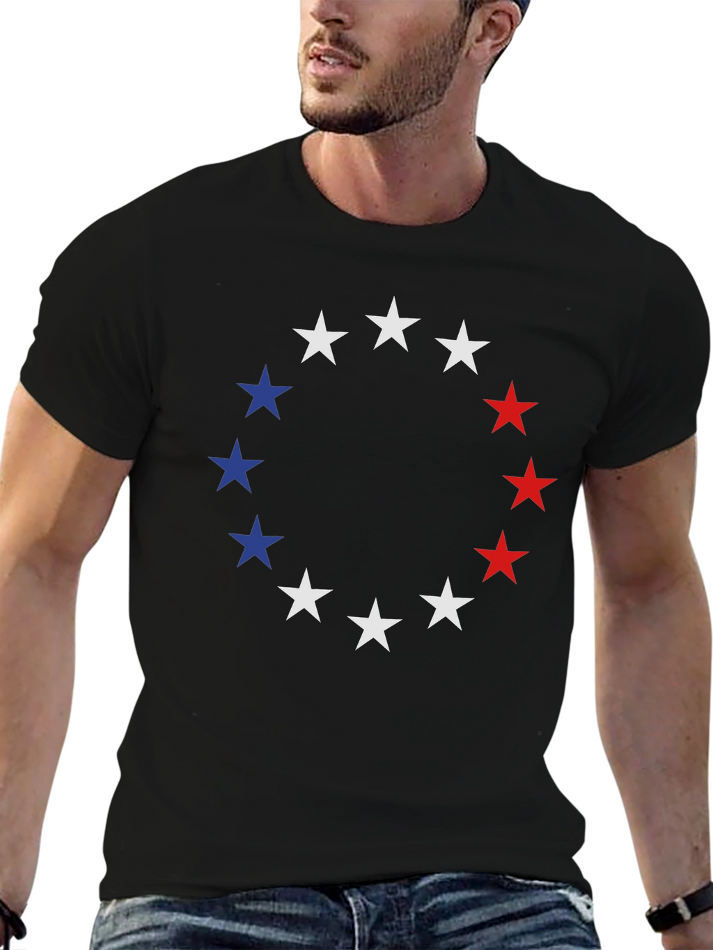 Patriotic Stars T-Shirt - Red White & Blue Design