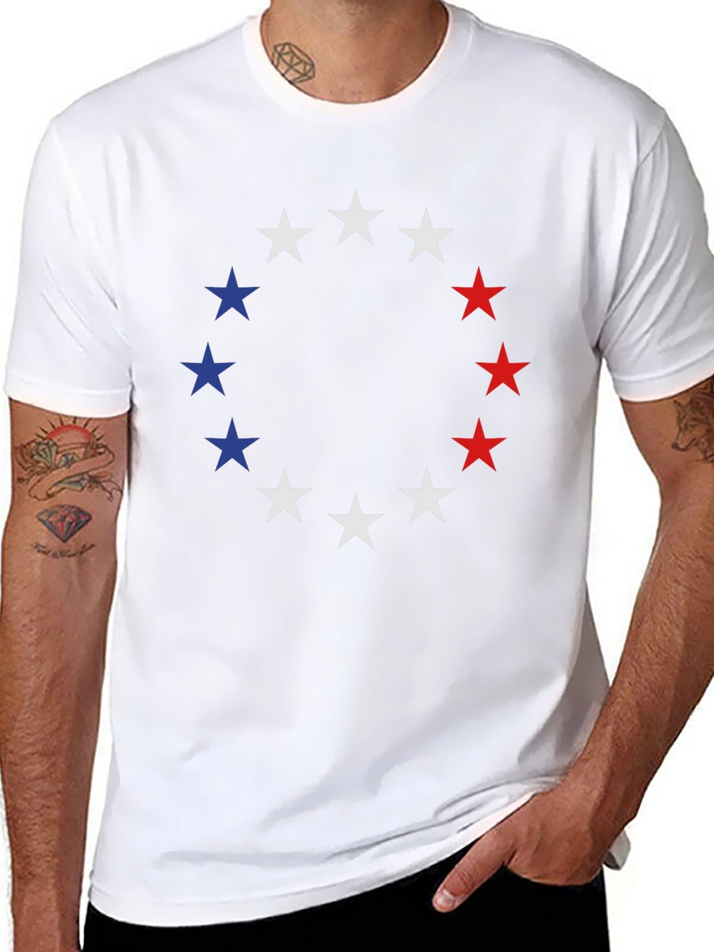 Patriotic Stars T-Shirt - Red White & Blue Design