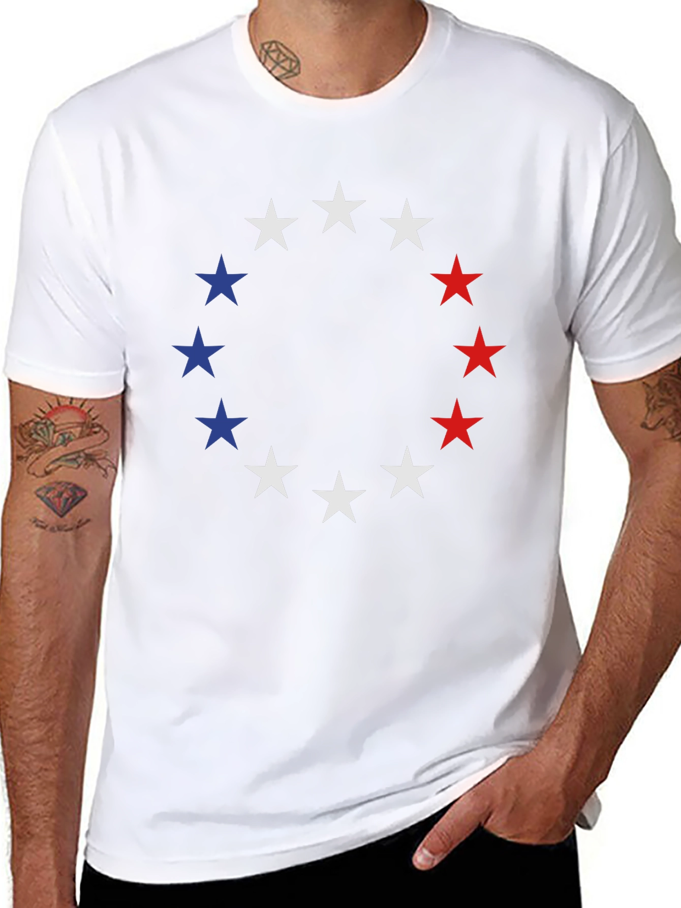Patriotic Stars T-Shirt - Red White & Blue Design