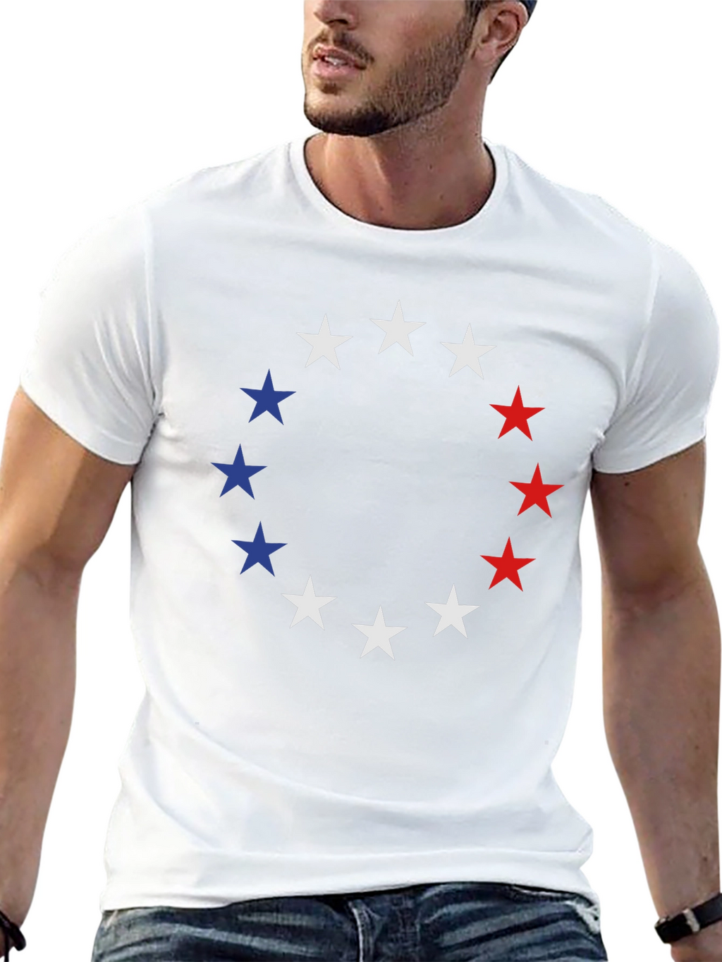 Patriotic Stars T-Shirt - Red White & Blue Design