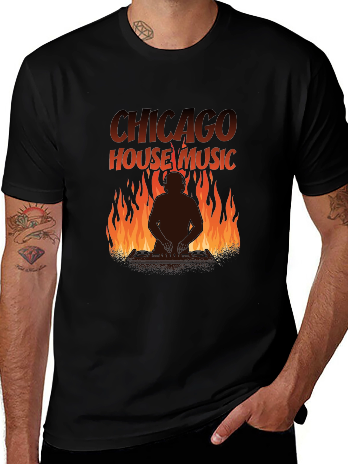 Chicago House Music T-Shirt DJ Fire Graphic Tee