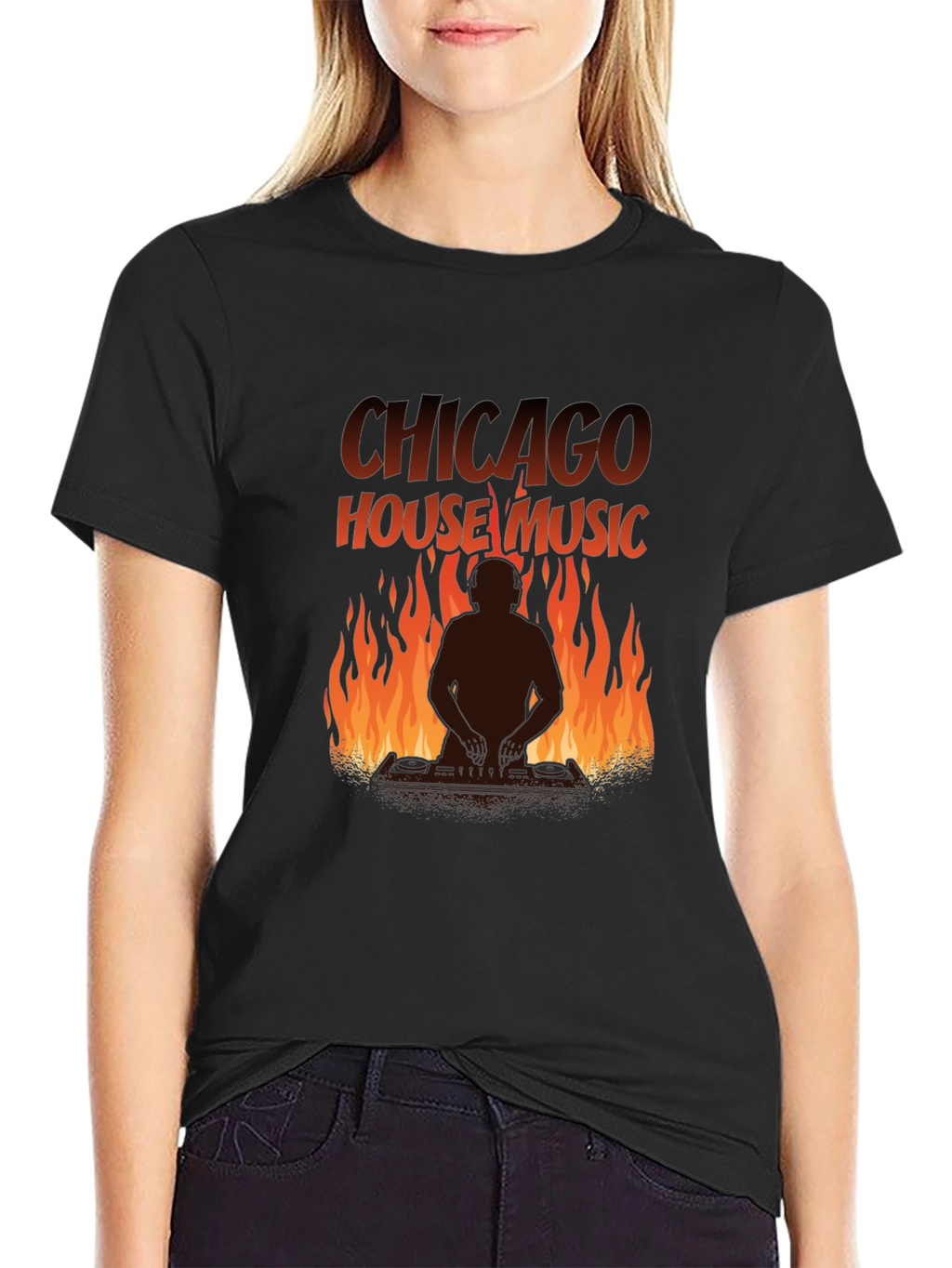 Chicago House Music T-Shirt DJ Fire Graphic Tee