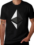 Ethereum Crypto Distressed Graphic Tee - Black Cotton T-Shirt