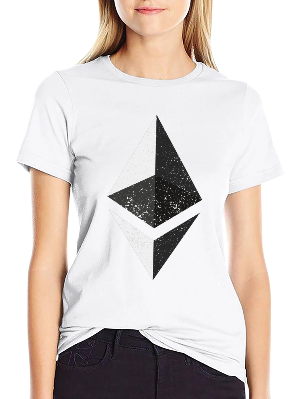 Ethereum Crypto Distressed Graphic Tee - Black Cotton T-Shirt