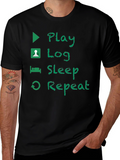 Play Log Sleep Repeat Black T-Shirt