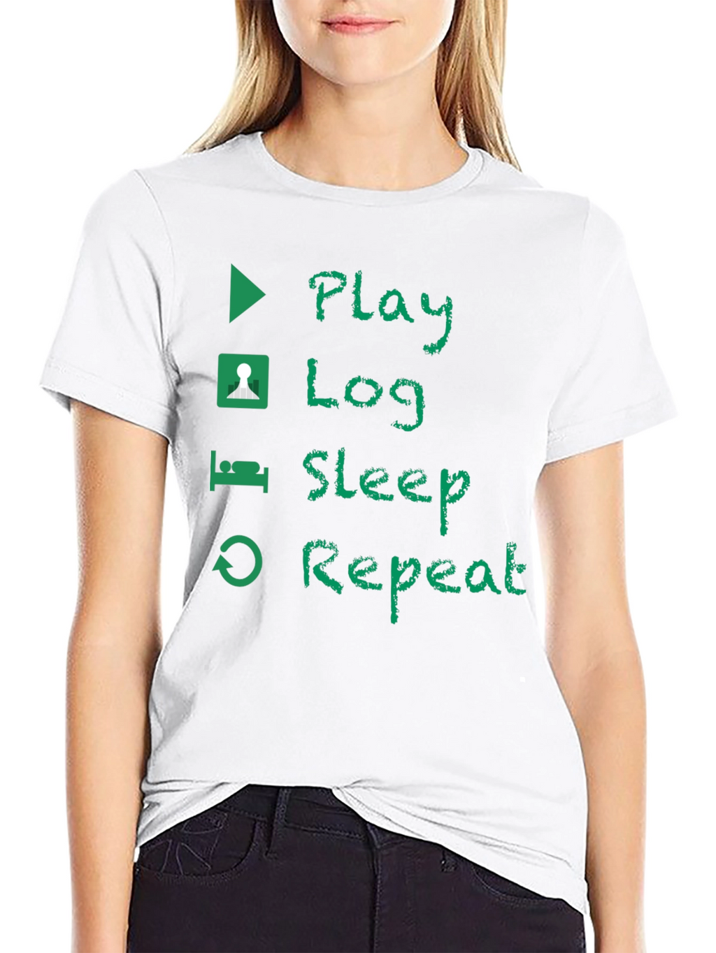 Play Log Sleep Repeat Black T-Shirt