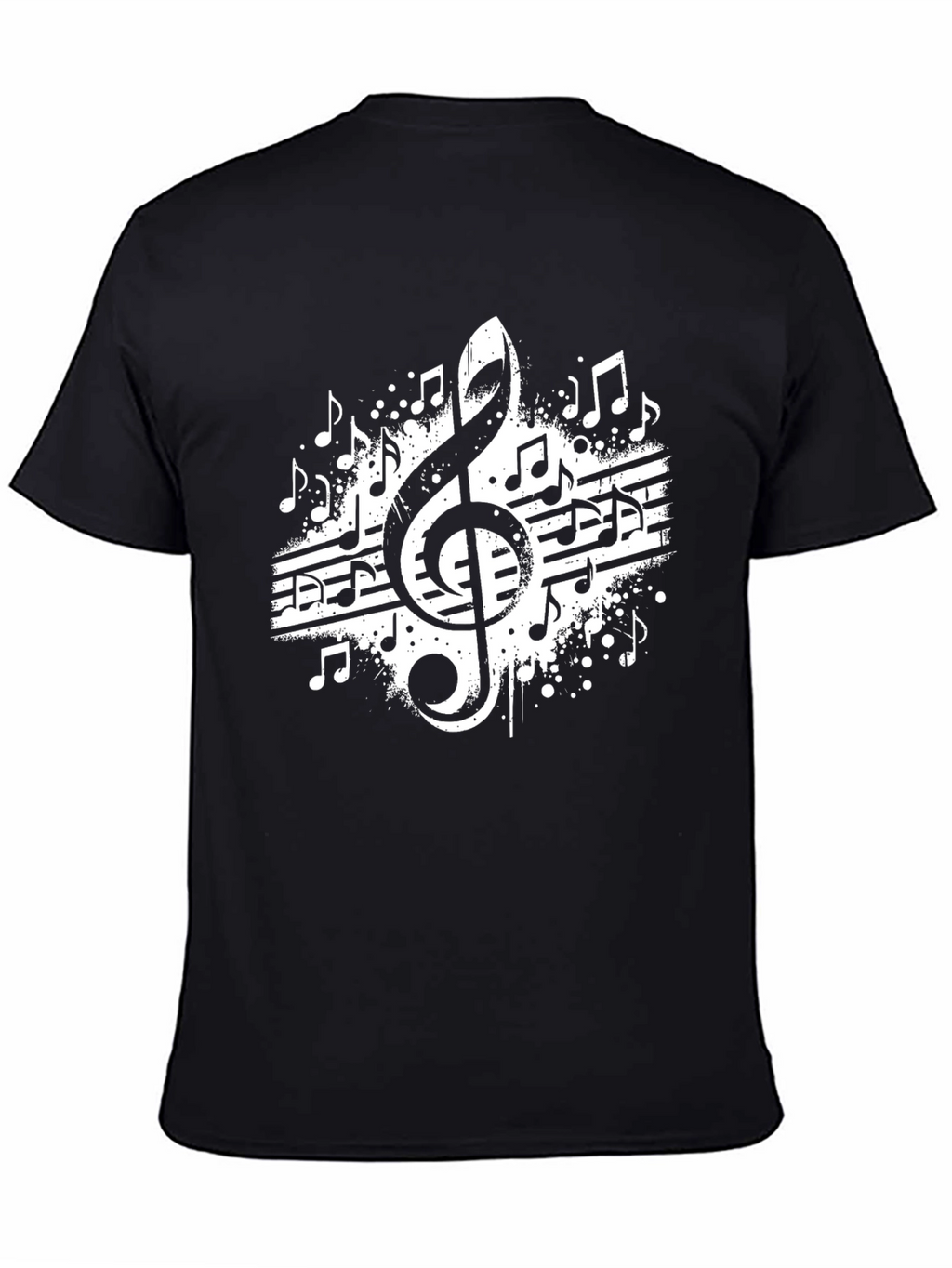 Music Note Graphic Tee - Black Cotton Blend