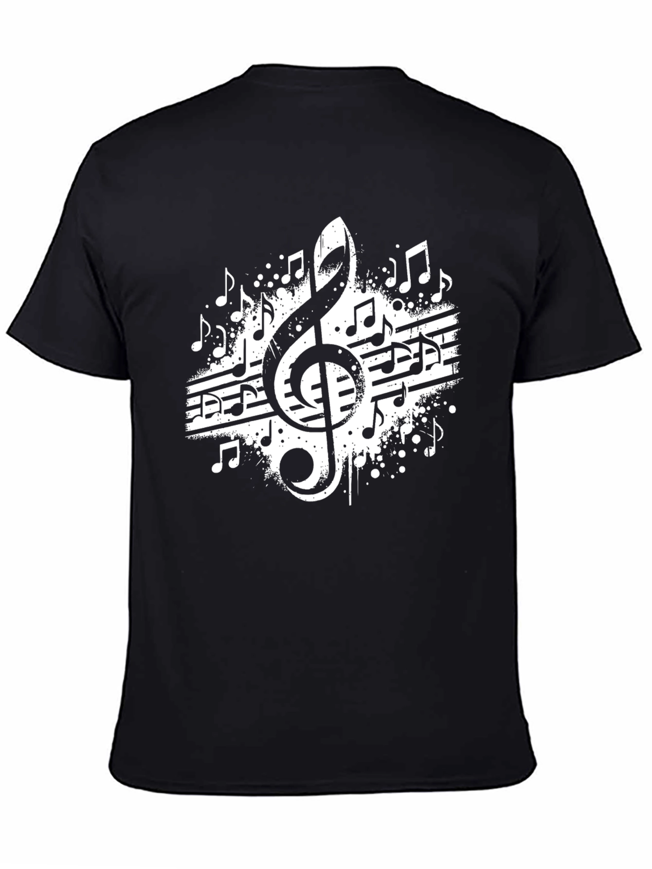 Music Note Graphic Tee - Black Cotton Blend